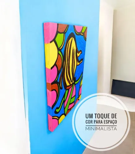 Quadro decorativo pintado a mão, base madeira, 30×40