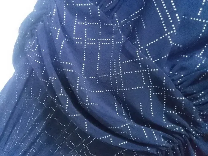 Vestido Azul marinho com detalhes em Prata