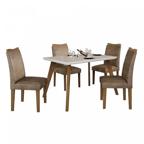 Sala mesa jantar com 4 cadeiras tampo de vidro 
