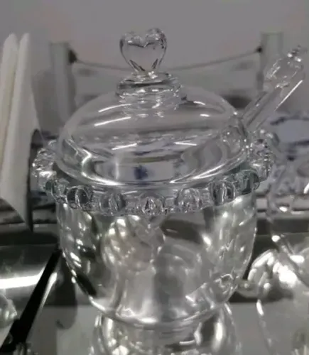 NOVA - Meleira De Cristal Com Pegador Coração 9,5cm x 12cm Lyor