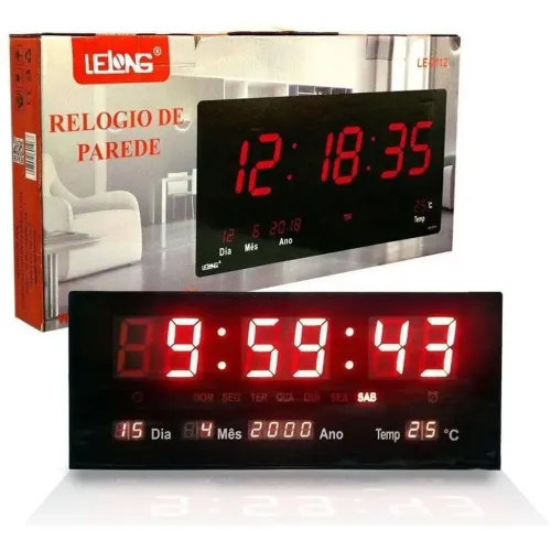 Relógio Para Parede Led Digital Grande 46Cm