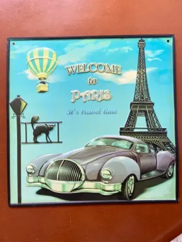 Quadro metálico Paris, vintage, formato quadrado 