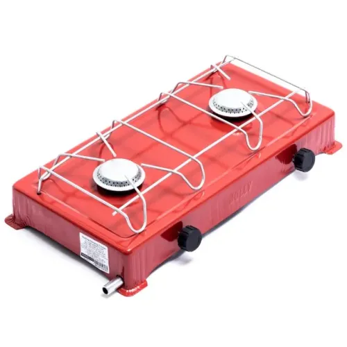 Fogão Portátil Camping Duas Bocas A Gás Vermelho