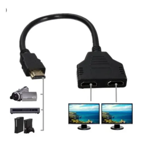 Cabo Duplicador Hdmi em Y - 1 Entrada Hdmi 2 Saidas Hdmi