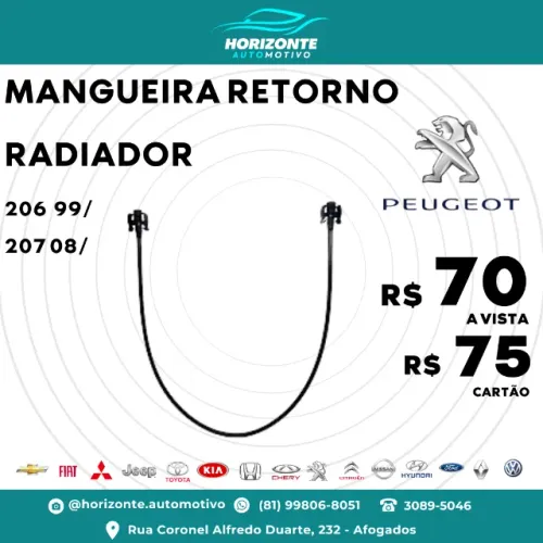 Mangueira Retorno Radiador Peugeot 206 99/ 207 08/