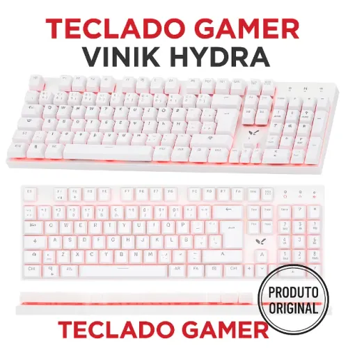 Teclado Gamer RGB Vinik Hydra Branco
