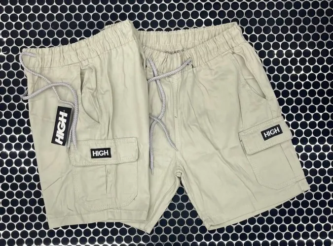Bermudas Cargo Creme Sarja 