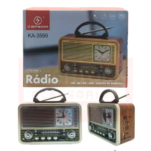 Rádio Retro Portátil Kapbom KA-3599 Novo