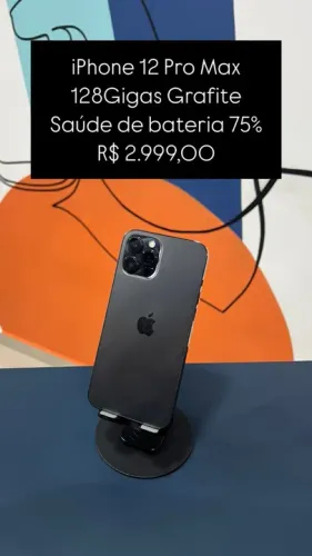 iPhone 12 Pro Max 128GB Preto Saúde de bateria 75% R$ 2.999,00 | Loja Fisica 