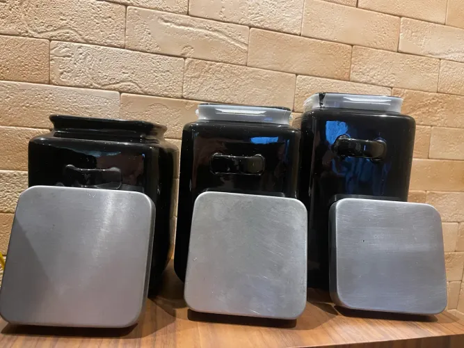Jogo de 3 potes de cerâmica