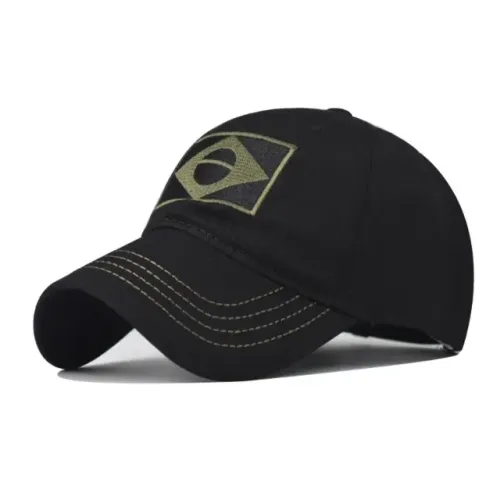 Boné Tático Militar Bandeira Brasil Bordado Ajustável Preto