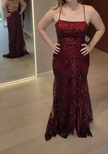 Vestido de festa/formatura longo - vermelho/marsala
