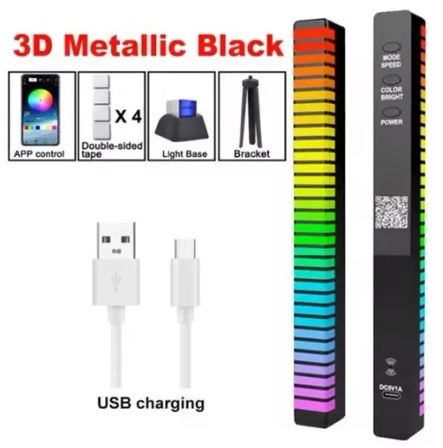 Novo - Kit com 3 Barra de LED RGB com Controle por APP, Ritmo Musical e Efeitos 3D