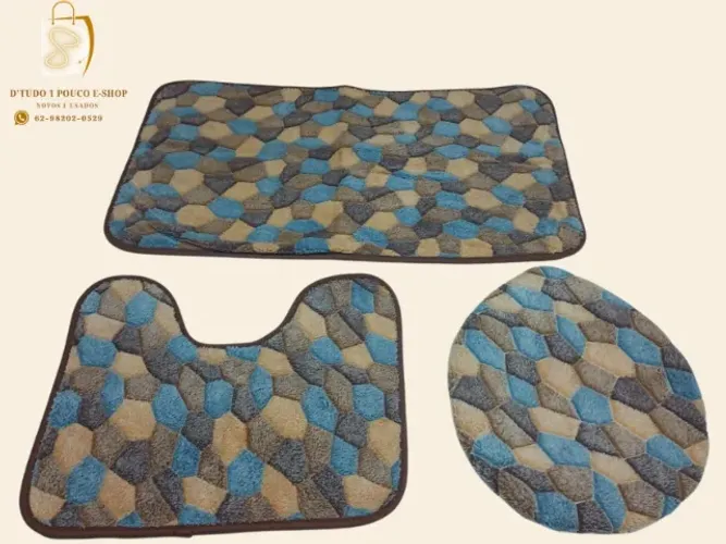 PROMOÇÃO! CONJUNTO DE TAPETES DE BANHEIRO 03 PEÇAS ANTIDERRAPANTE E ACOLCHOADO