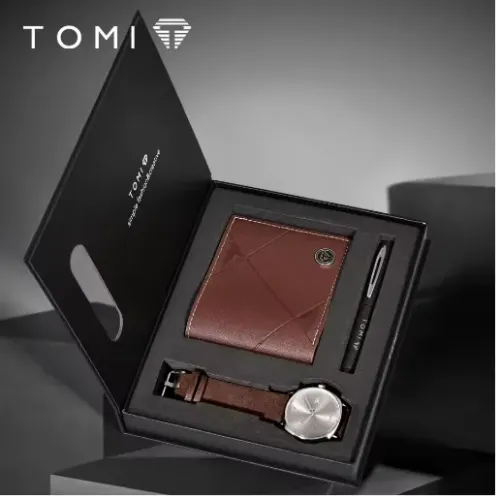Kit relógio, carteira e caneta Tomi