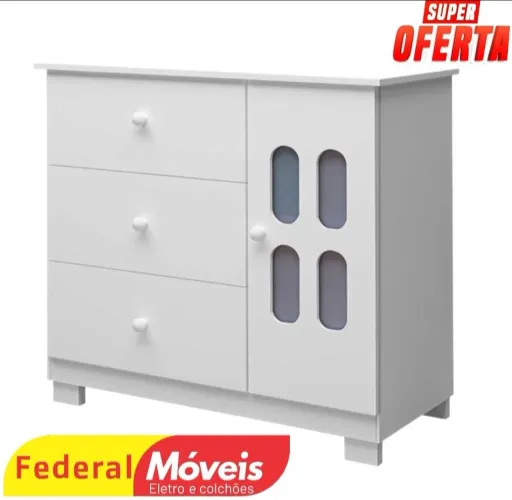 Cômoda 3 Gavetas e 1 Porta Nova - Compacta e Funcional!