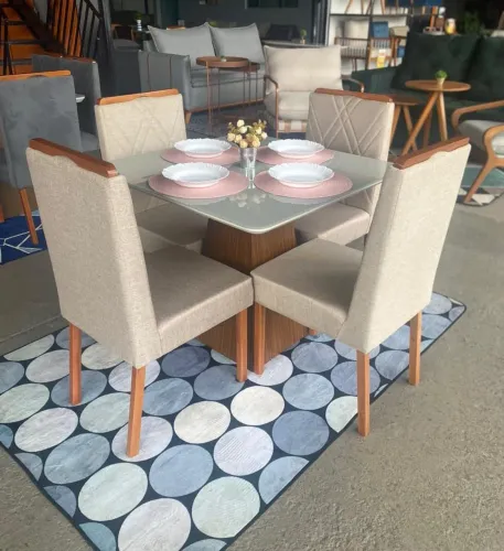 Conjunto Mesa de Jantar olga com 4 Cadeiras