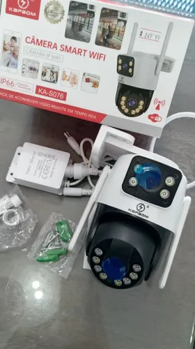 Câmera Inteligente Lente Dupla IP66 HD Wi-Fi 360° KAPBOM KA-S076