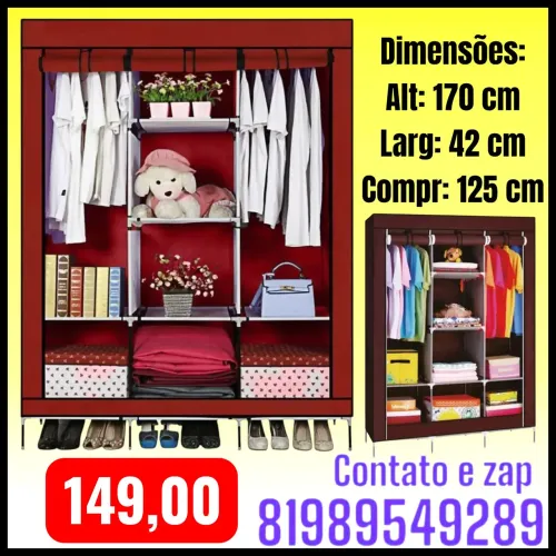 Guarda Roupa Portatil Armario Grande Arara