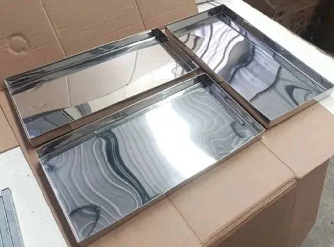 3x Bandejas de Inox 60x30x4cm Novas para Estufas Expositores Açougue Padaria