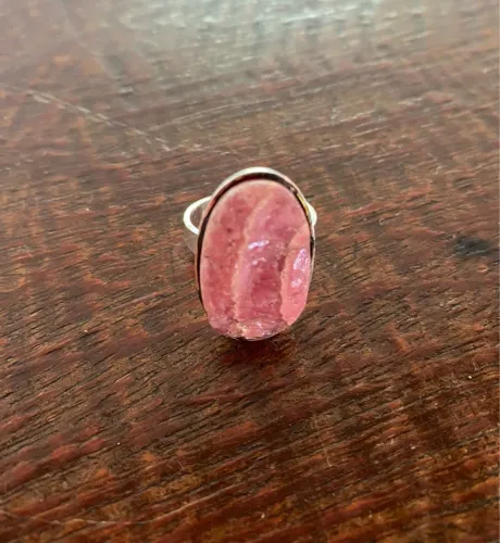 Anel de Pedra Quartzo Natural Rosa 