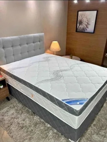 Cama box mola ensacadas + travesseiros brinde 