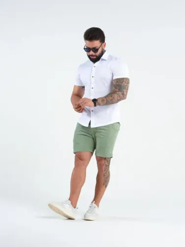 Camisa Botão Manga Curta (Tricot)