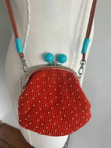 Bolsa crochetada alças de corda náutica