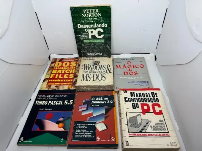 Lote 9 Livros Informática antiga MS-Dos Pascal Windows 3 Configuração PC Desvendando PC