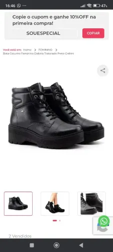 Estou vendendo está bota da marca Dakota,preta tamanho 37, valor 150 pra negociar