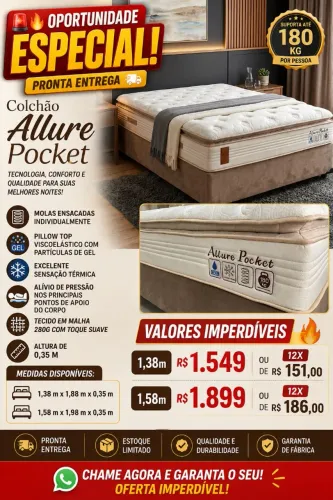 Colchão Allure Pocket Molas Ensacadas | Direto da Fábrica