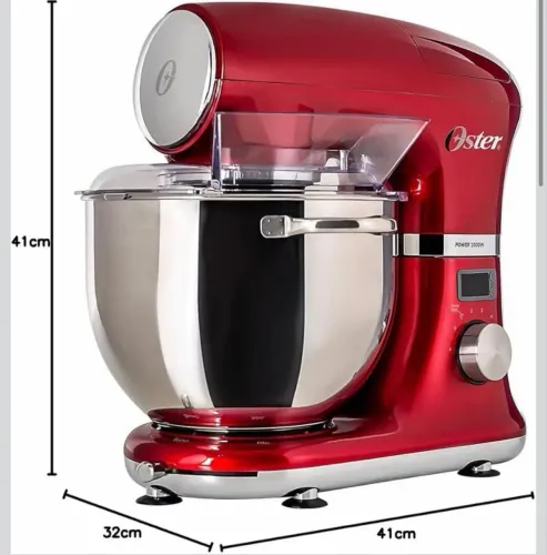 Oster Batedeira Planetária Digital, Bowl Inox, 5L, 220V, Vermelha, 1000W, OBAT911