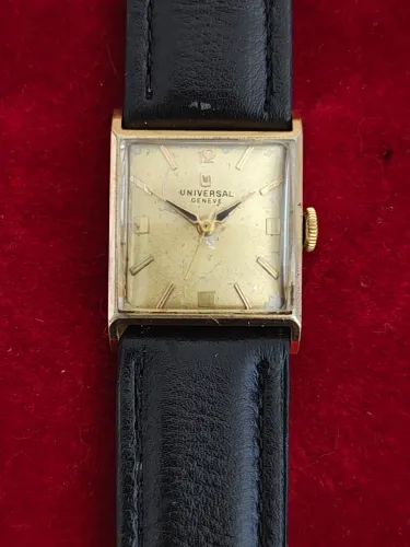 Relógio Universal Geneve Tank Caixa em Ouro 14k Folheado Anos 50 