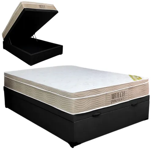 Colchão Casal Ortobom Molas Ensacadas + Base Baú Corino tt76