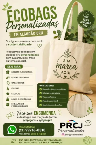 Ecobags algodão cru personalizadas