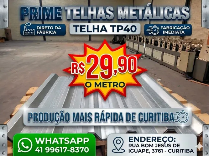 Telhas Metálicas Galvalume Tp40 