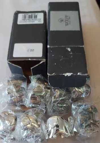 Kit 8 Argolas de Guardanapo Silea Wolff Prateadas para mesa Antiga Vintage