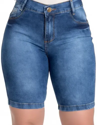 bermuda jeans ciclista feminina com elastano,cintura alta