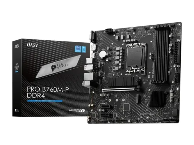 MB MSI PRO B760M-P DDR4 p/ Intel LGA1700 4xDDR4/1xPCI-e/4xSATA/2xM.2