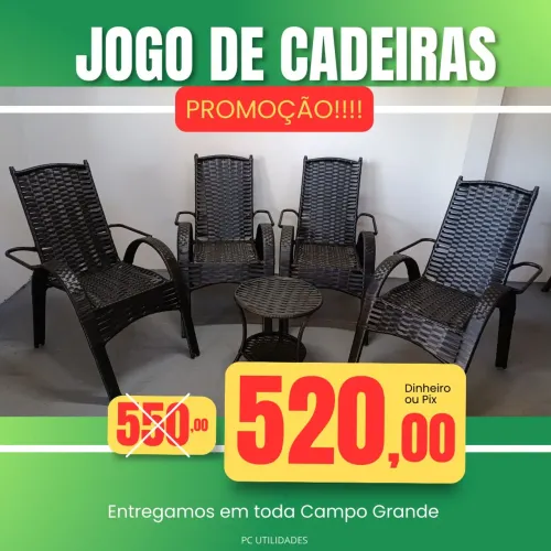 Jogo de cadeira em junco sintético na promoção 