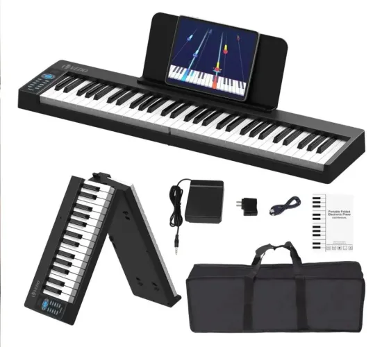 Teclado Vedo Dobrável 61 teclas, com pedal e bolsa