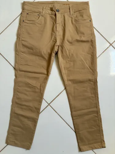 Calça masculina l-seven bege escuro/caramelo