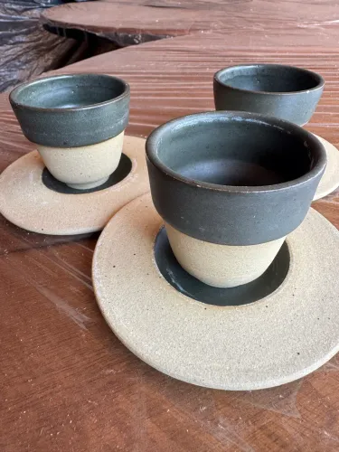 Kit 06 copos xícara café chá em cerâmica 
