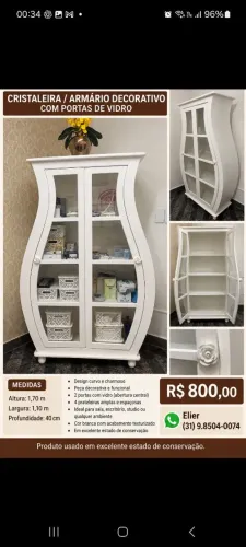 Cristaleira ou Armario Decorativo portas vidros curvo