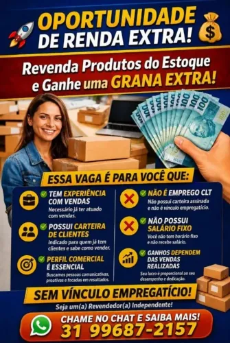 Vaga Free-lancer oportunidade de renda extra