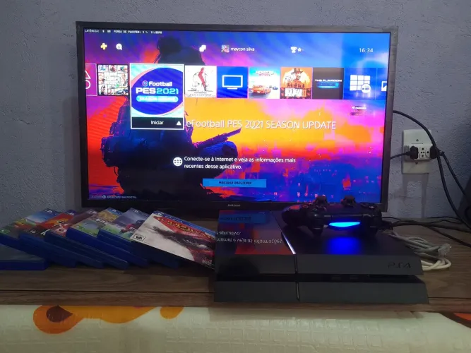 Ps4 500gb 8 cds de jogos software 13.02 controle Original
