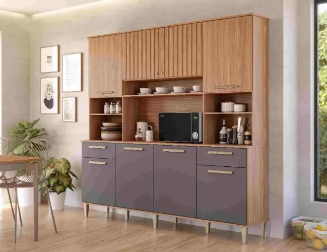 KIT COZINHA LIVIA RIPADA 8 PORTAS 2 GAVETAS Dividimos Em Até 10x Sem Juros
