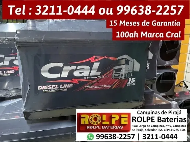 Bateria Automotiva 100ah Cral Diesel Line Nova
