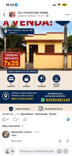 VENDE-SE CASA / JAUARI 1 / ITACOATIARA 