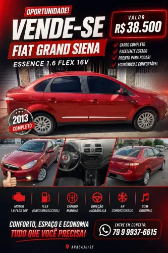 Grand Siena 1,6 seminovo vermelho 2013. Bem conservado